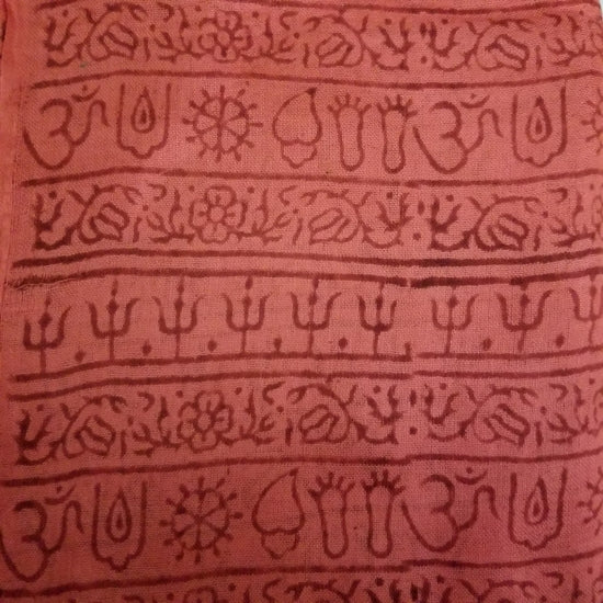 OM Hand Block Bhakti Yoga Prayer Sanskrit Hindu Mantra Shawl by OMSutra