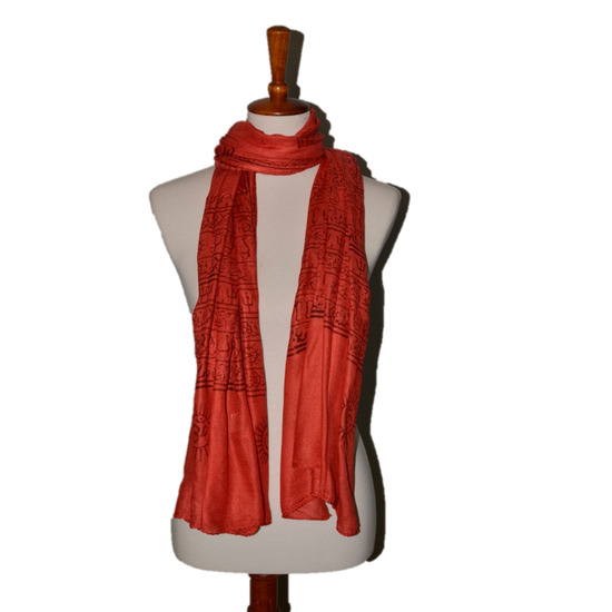 OM Hand Block Bhakti Yoga Prayer Sanskrit Hindu Mantra Shawl by OMSutra