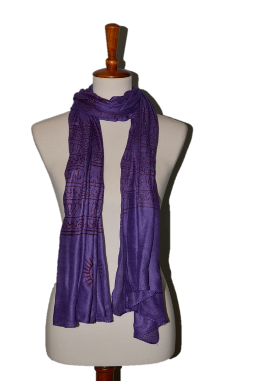 OM Hand Block Bhakti Yoga Prayer Sanskrit Hindu Mantra Shawl by OMSutra