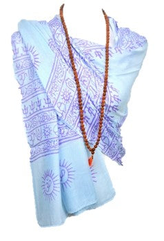 OM Hand Block Bhakti Yoga Prayer Sanskrit Hindu Mantra Shawl by OMSutra